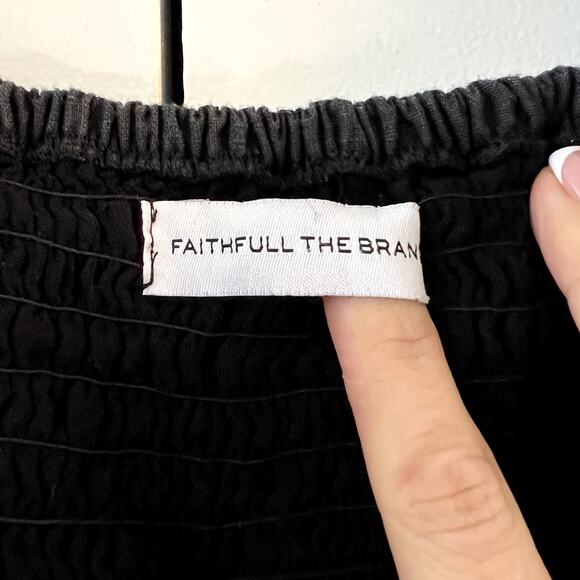 Faithfull the brand linen maxi dress in washed black open back size XL - Picture 5 of 10